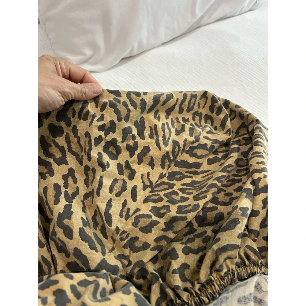 Vintage Ralph Lauren Aragon Leopard King fitted sheet 100% Cotton TLC Condition